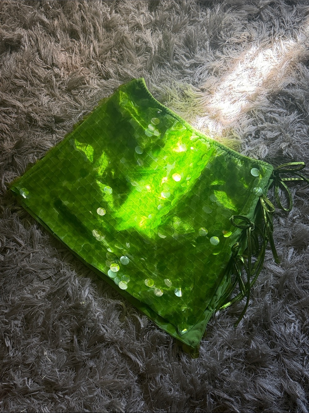 Green Sequin Mini Skirt